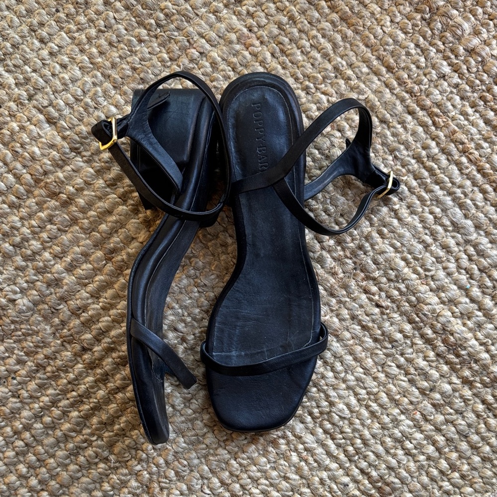 Poppy Barley Black Strappy Sandals